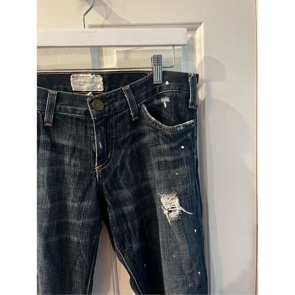 Current Elliott The Skinny Distressed Paint Splattered Jeans sz 27 EUC - Picture 8 of 14